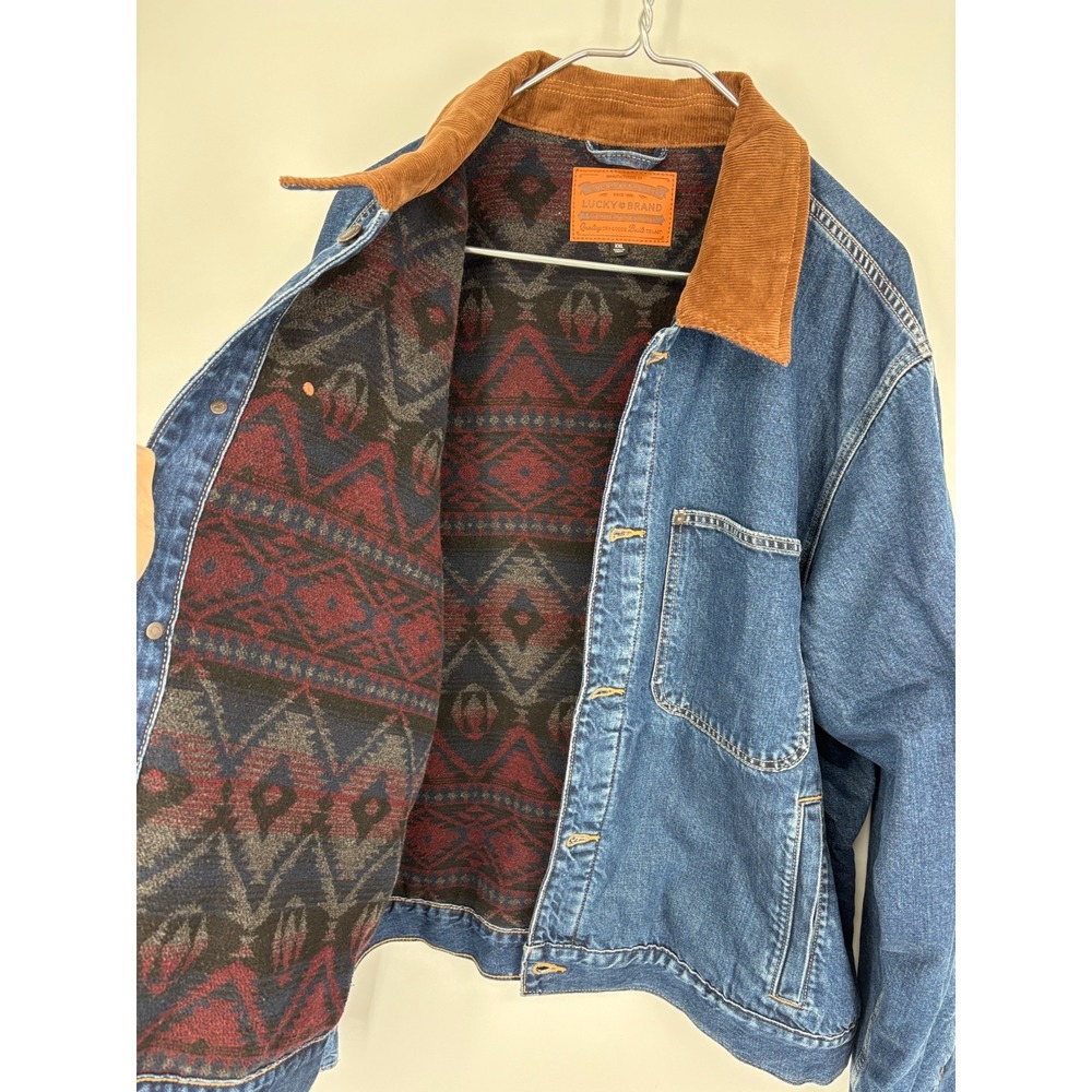 LUCKY BRAND Denim Trucker Jacket Mens XXL Button Up Corduroy Collar - Picture 6 of 15